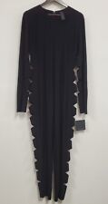 Norma Kamali Womens Alligator Catsuit Size XL Black Long Sleeve Cutout Zip NWT