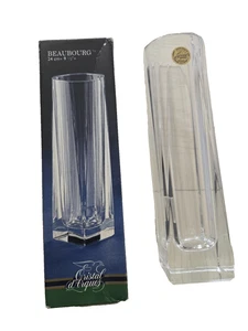 Jarrón Beaubourg Bud 1992 vintage 24 % cristal de plomo 9,5" pesado hecho en Francia nuevo en caja - Imagen 1 de 4