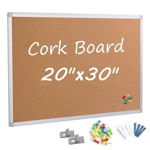 Board2by Cork Board Bulletin Board 20 x 30 Inches, Silver Aluminium Framed Co... - Picture 1 of 8