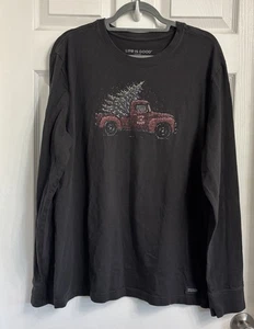 Camiseta Life Is Good Manga Larga Trituradora Carbón Gráfico Navidad  - Imagen 1 de 6