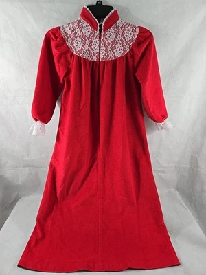Vintage Allison Ann Girls Long Nightgown Sz 8 Red And Lace Christmas Sleeper  - Image 1 of 4