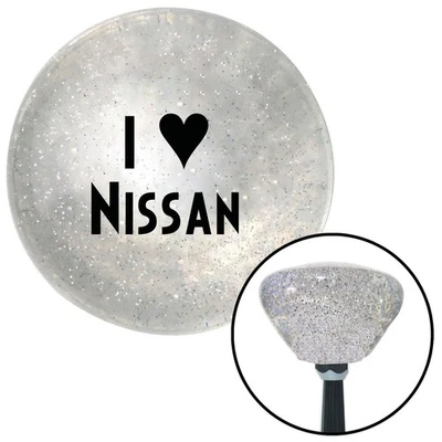 Black I <3 for NISSAN Clear Retro Metal Flake Shift Knob w/ M16x1.5 Insert Auto - Image 1 of 4