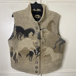 County Clothing Company Colección Cheyenne Bronceado Mujer’s Talla L Botón Chaleco Caballos - Imagen 1 de 4