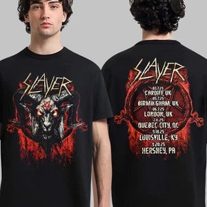 Slayer Farewell Tour 2025 Merch Baphomet Head Art Wt Tour Dates 2 Sided T-Shirt - Picture 1 of 6