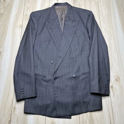 Blazer Lubiam CERRUTI Super 100’s Lana Doble Pecho Rayas Para Hombre 42R Gris Foto 1 de 4