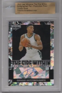 GIANNIS ANTETOKOUNMPO 2022 LEAF VIBRANCE CRYSTAL BLACK PRIZM PROOF AUTO 1/1 - Picture 1 of 2