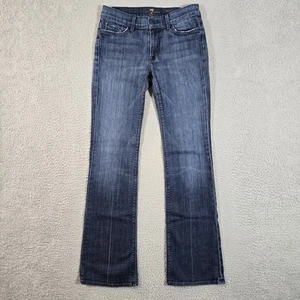 7 for All Mankind Jeans Women 27 28x32 Blue High Waist Bootcut Distress Cowgirl - Picture 1 of 15