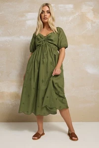 Yours Curve Women's Plus Size Broderie Anglaise Midi Dress - Picture 1 of 7