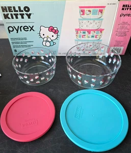 Pyrex ~ Hello Kitty ~ verziertes Glas Lebensmittel Aufbewahrung Set ~ 4 Stück - 1459394 - Bild 1 von 6