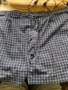 Gurteen Navy Blue Checked Shorts UK Size 42 - Picture 1 of 4