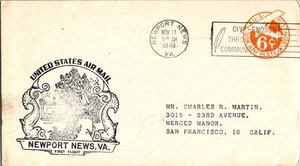 Piedmont Airlines Erstflug Newport News Virginia - Cincinnati Ohio - 1949 - Bild 1 von 2