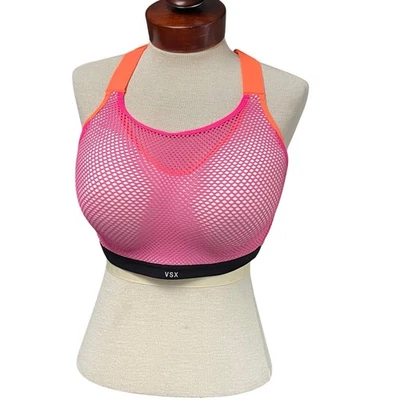 VSX Sport Victoria's Secret Cross Back Sports Bra 38DDD Mesh Neon - Image 1 of 4