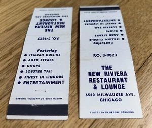 2 Old Matchbook Covers THE NEW RIVIERA RESTAURANT, 6540 Milwaukee Ave. CHICAGO - Picture 1 of 4