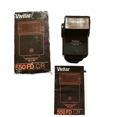 Vivitar Auto Thyristor 550FD Flash for Canon Ricoh C/R Black Color Photography - Image 1 of 4