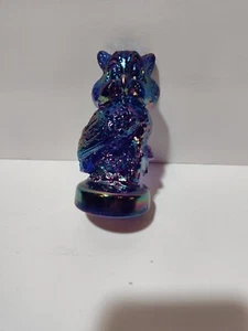 Joe St. Clair Art Glass Iridescent Carnival Colbalt Blue Owl Figurine 4.5”, 4 - Picture 1 of 3