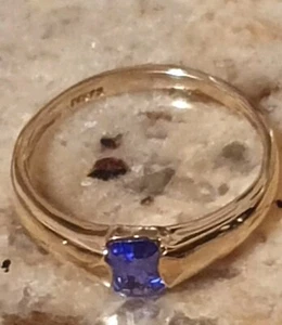 Da.-Ring Tansanit AAA , Gg. 375, Gr 57, Tansanit 6× 4 mm, 2.4 - 4mm Ringschiene - Bild 1 von 6