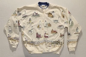 Artisans Leuchttürme Strickjacke Pullover AOP All Over Print Gr. M oder L Vintage (lesen!) - Bild 1 von 18