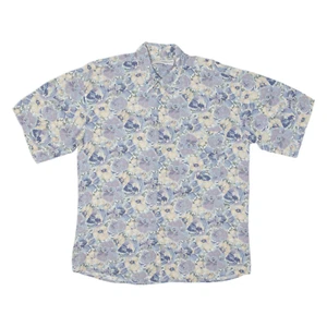 Vintage DANIEL BROOKS Mens Shirt Blue 90s Floral M - Picture 1 of 6