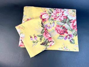 Ralph Lauren Sophie Brooke Yellow Cottage Roses TWIN Flat Sheet & Pillowcase - Picture 1 of 6