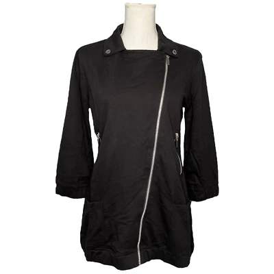 Tresics Algodão Moto Biker Gola Completa com Zíper Bolsos Manga 3/4 Linha Preta G - Imagem 1 de 4