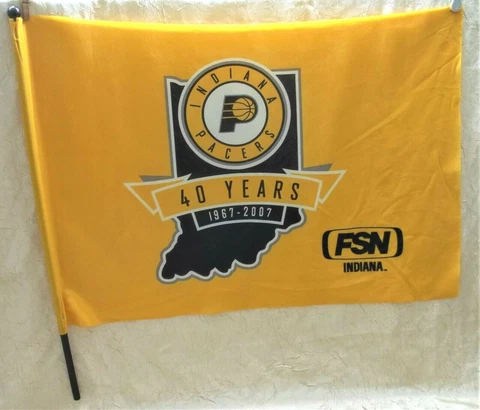 Indiana Pacers 40 Year Waving Flag On A Stick 1967 2007 FSN Indiana 28 x 20 NBA Cover