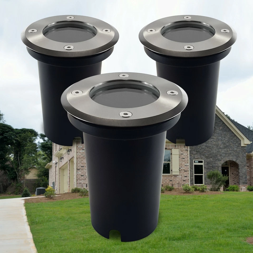 3er Set LED Gartenstrahler Bodenleuchte Bodeneinbaustrahler IP67 GU10-230V Rund - Bild 1 von 1