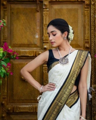 Blusa sari de seda nupcial de diseñador Sari Bollywood lista para usar étnica del sur de la India Foto 1 de 4