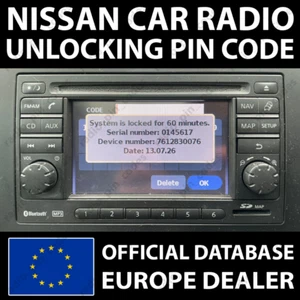 NISSAN RADIO PIN CODE BOSCH CONNECT LCN JUKE MICRA NAVARA NOTE QASHQAI X-TRAIL - Bild 1 von 5