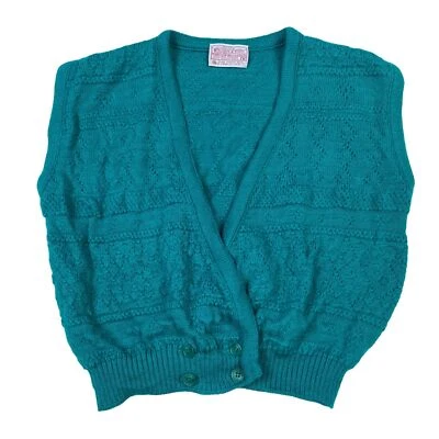 Vintage 80's Petite Pendleton Women’s Virgin Wool Teal Blue Knit Vest Size XS - Image 1 of 4