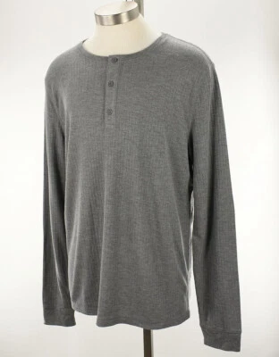 VINCE Men Long Sleeve Henley Shirt XL Heather Cinder Gray Ribbed Regular Fit NWT - Image 1 of 2