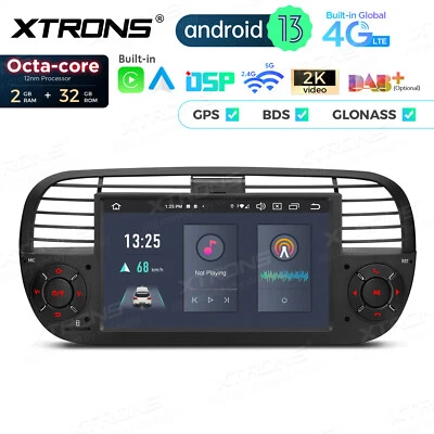 7" Autoradio Android 13 2G+32GB CarPlay GPS LTE 4G Navi DSP RDS 2K Für FIAT 500 - Bild 1 von 4