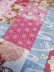 Japonés Tradicional Kimono Rosa Patchwork Tela de Algodón para 50cm 65980-1 - Imagen 1 de 10