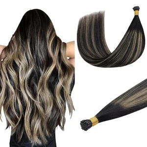 ITip Human Hair Extensions Balayage Natural Black to Light Blonde 16 Inch 50g - Picture 1 of 7