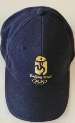 Beijing Olympics 2008 hat Navy Blue with gold embroidered logos adjustable - Image 1 of 4