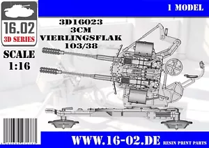 3D16023 German 3cm Vierlingsflak 103-38 3D gedruckter Bausatz 1:16 von 16.02 - Bild 1 von 17