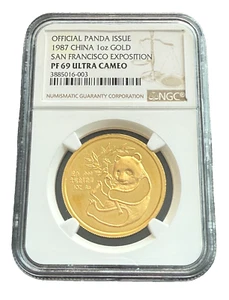 China 1987 Gold 1 oz NGC PF69UC Panda San Francisco Exposition - Picture 1 of 2