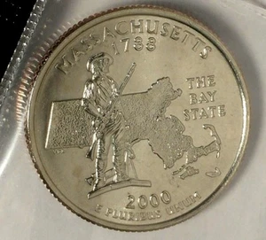 2000-D 25C State Quarter Massachusetts BU CLAD M/S 18sh1006 - Picture 1 of 2