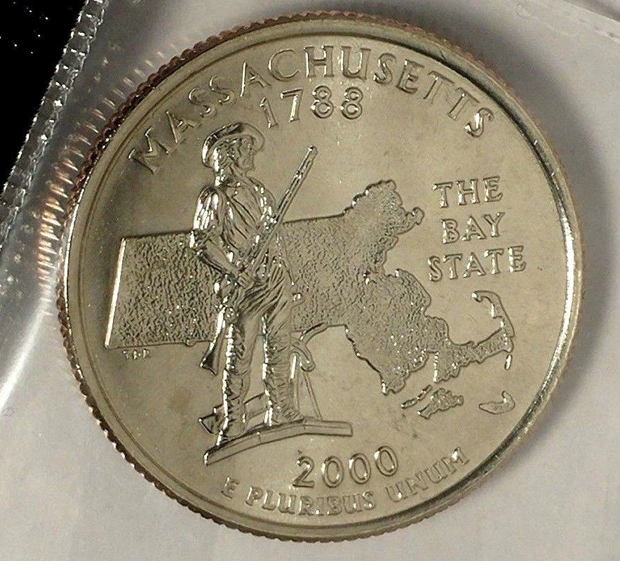 2000-D 25C State Quarter Massachusetts BU CLAD M/S 18sh1006 - Image 1 of 2