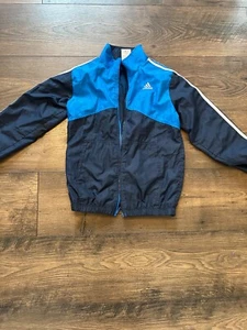 Adidas Track Jacket Boys Size 7 Full Zip 2 Pockets Blue - Picture 1 of 4