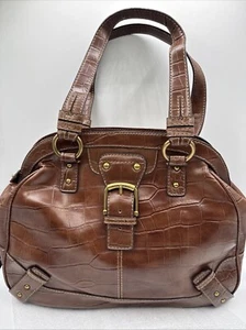 Vintage NINE WEST Croc Embossed Shoulder Bag Leopard Print Brown 11x15x6” Unused - Picture 1 of 13