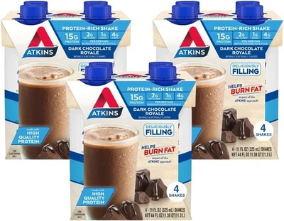 Atkins Dark Chocolate Royale Protein Shake, High Protein, Low Carb 12 Ct - Image 1 of 4