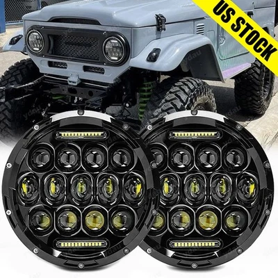 最新 7 英寸圆形 LED 车头灯光环 DRL 适用于吉普牧马人 JK TJ CJ LJ 一对 — 第 1/4 张图片