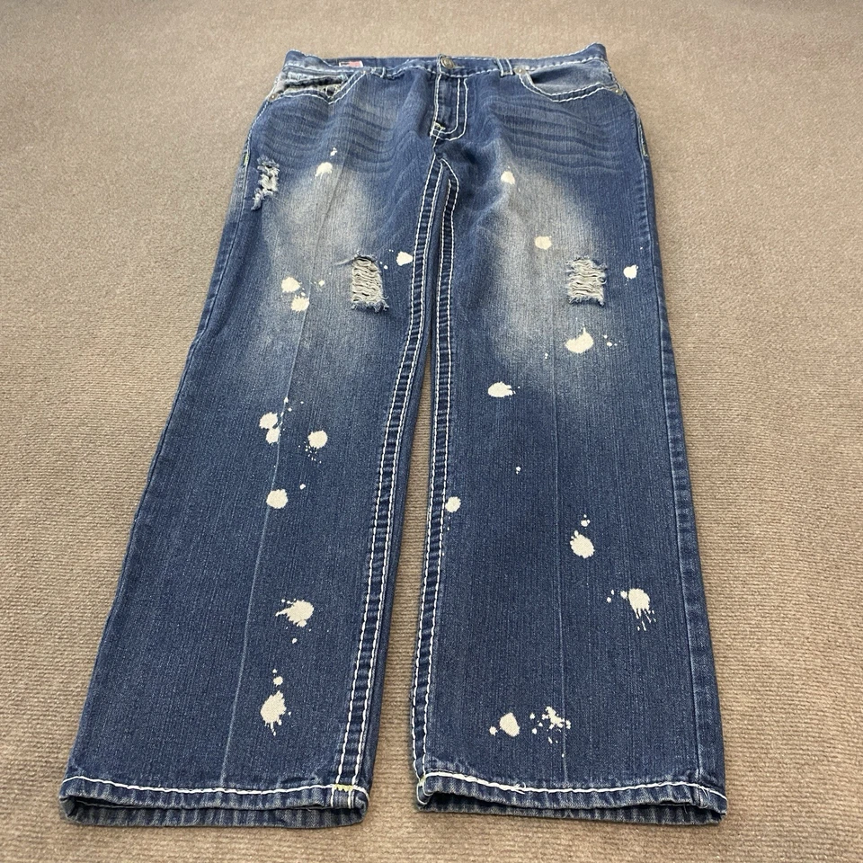 Jean de mezclilla True Religion Section recto talla 42 se adapta a 39x34 ácido envejecido Y2K Foto 1 de 4