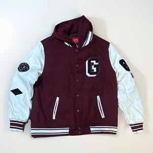 Guess Varsity Letterman Jacket Large Zip Up Hood - Picture 1 of 4
