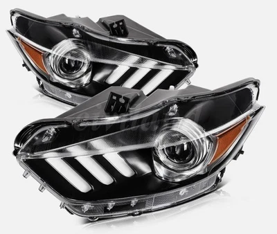 Left+Right Headlights Assembly Pair For Ford Mustang 2015 2016 2017 Clear Lens - Изображение 1 из 4