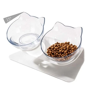 Elevated Double Cat Dog Bowls Feeding Bowl with Raised Stand Anti Vomitting - Picture 1 of 7