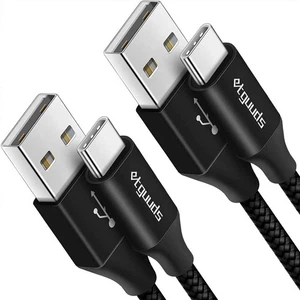 etguuds USB to C Cable 2ft, 2-Pack A Type C Charger Black  - Picture 1 of 7