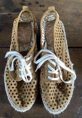 Loeffler Randall Women's Tan Brown Alfie Perforated leather Espadrille 39 - Image 1 of 4