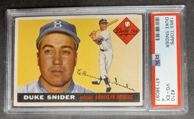 1955 Topps - #210 Duke Snider - Salón de la fama - PSA 4 en muy buena condición-excelente Foto 1 de 2