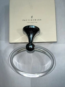 NEW Pottery Barn Towel Ring In Chrome Clear Lucite -X - Picture 1 of 4